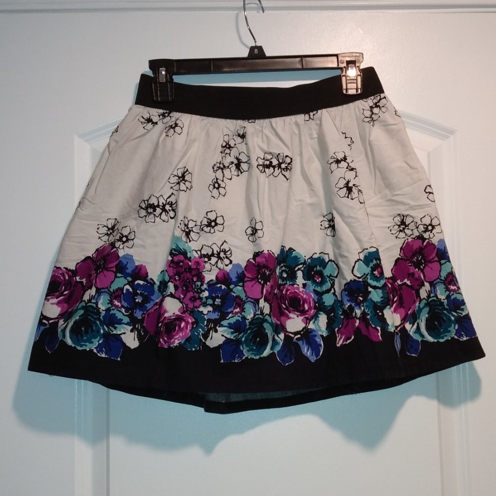 Girls Purple and Blue Flowers Skirt